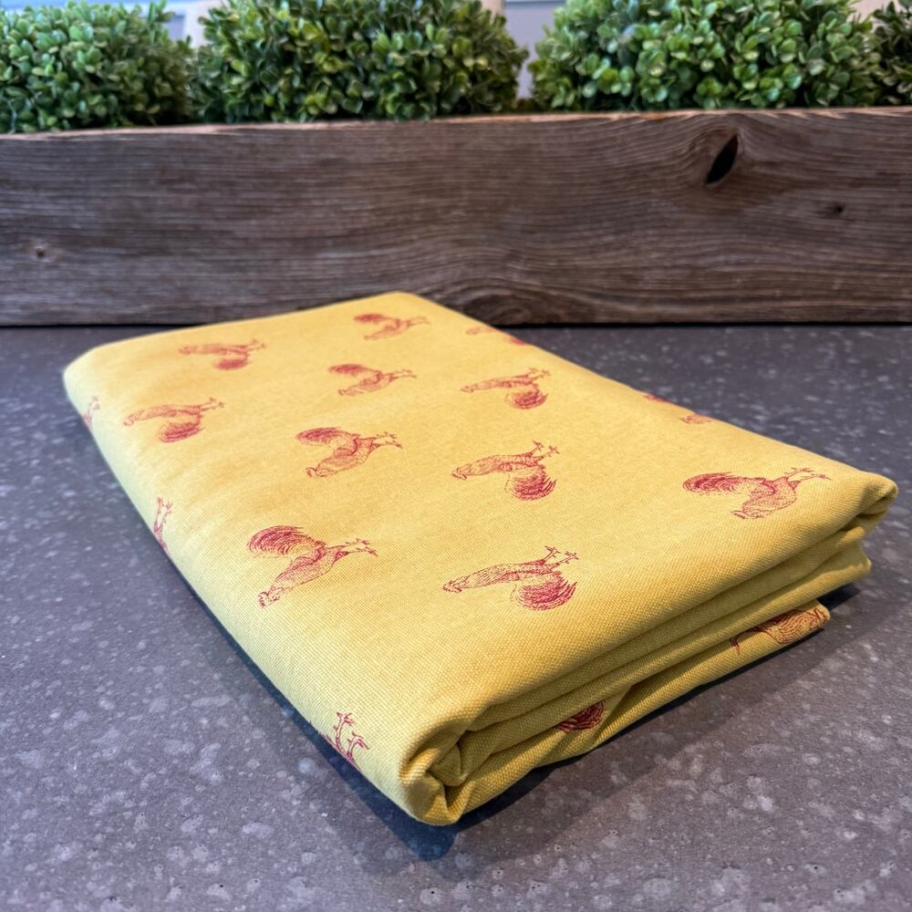 Rooster Chicken Cotton Canvas Fabric Gold Yellow Sewing Crafting 142" L x 58" W - Picture 2 of 3